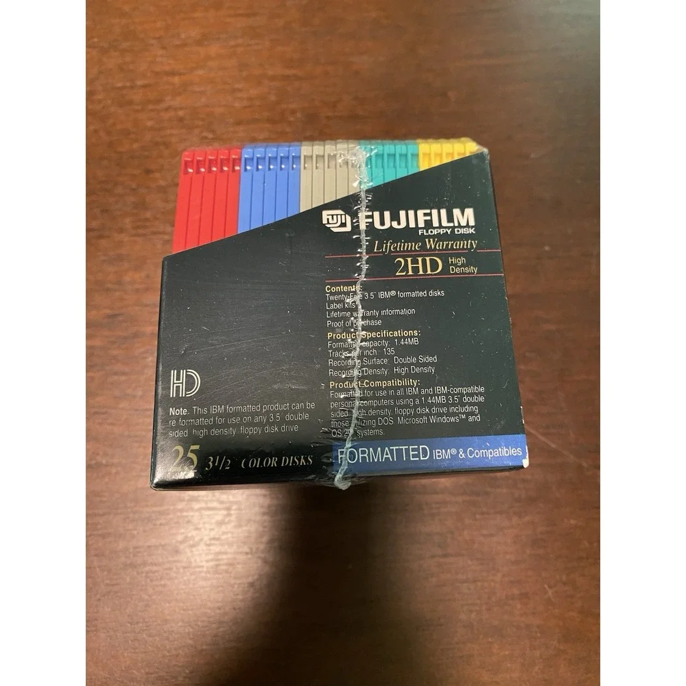 Fujifilm Box of 25 IBM Formatted 1.44MB‎ Colored Floppy Disks Brand New Sealed